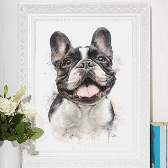 Watercolor French Bulldog Pet Portrait Wall Art Print Poster Unframed - Cute Dog - Picture 6 of 6